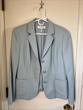 Escada Light Blue Cashmere and Silk Women's Tailored Blazer Size 40
